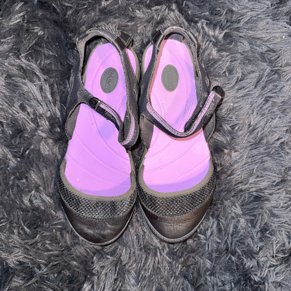 Teva Womens Anatomic Footbed Sport Sandals 6 Grey Purple Adjustable Straps